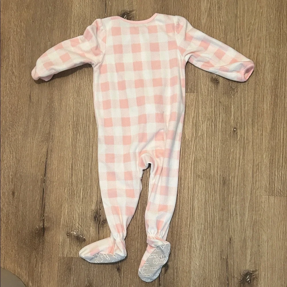 Carter's Pink and White Checkered Footie with Bear